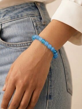 Blue Beaded Stretch Bracelet - Elegant Women’s Jewelry